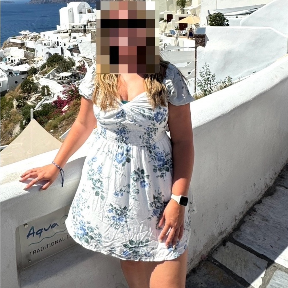Hollister White and Blue Floral Mini Dress